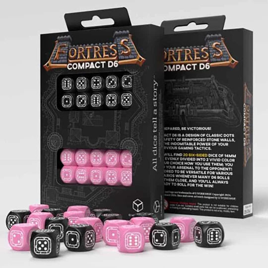 FORTRESS COMPACT D6 DICE SET: BLACK & PINK