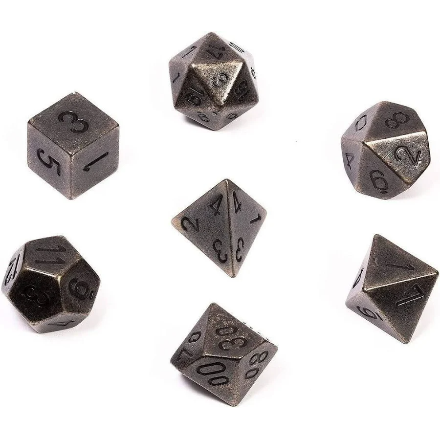 SOLID METAL POLY DICE SET (7)