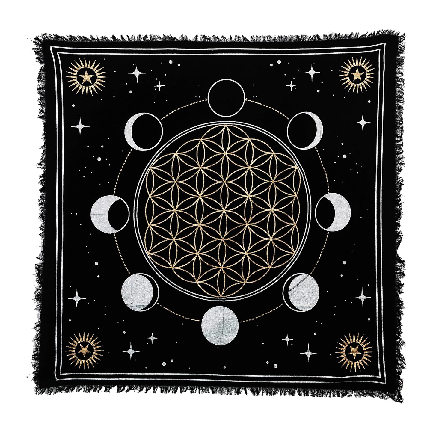 GOLD MOON PHASES ALTAR CLOTH