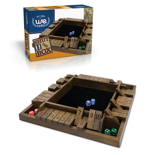 4 PLAYER TRAVEL SHUT THE BOX 8" - WALNUT STAINED
