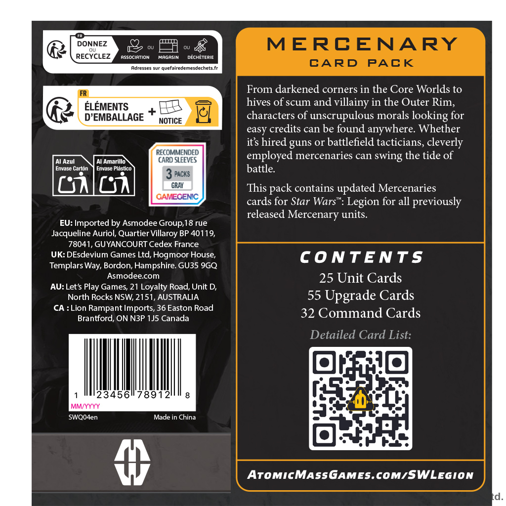 STAR WARS LEGION: MERCENARY CARD PACK