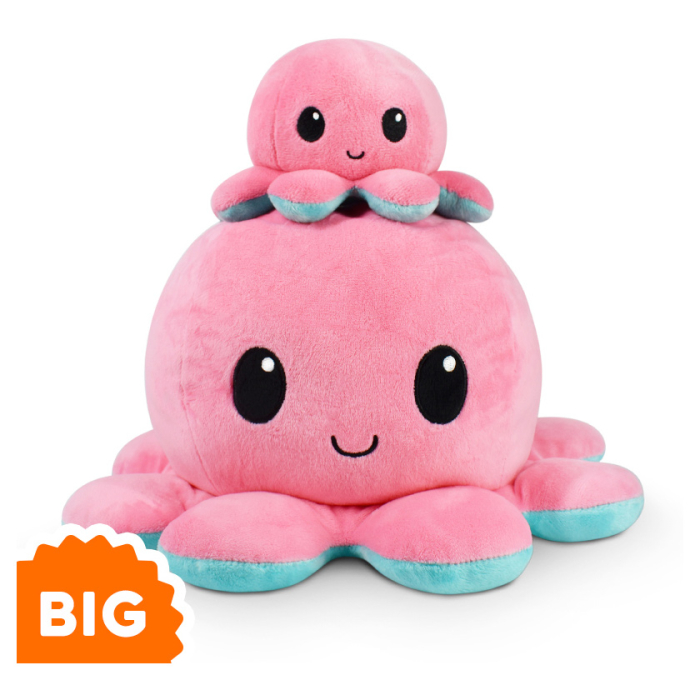 BIG REVERSIBLE OCTOPUS PLUSH PINK/AQUA