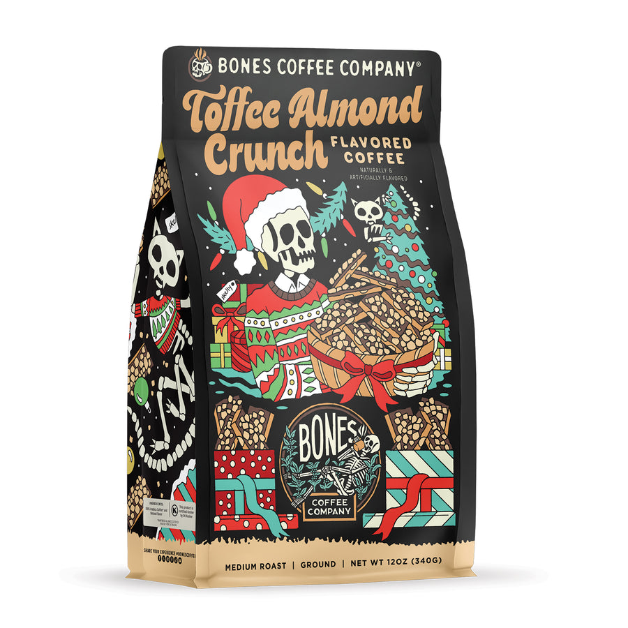 BONES COFFEE TOFFEE ALMOND CRUNCH 12OZ GROUND COFFEE
