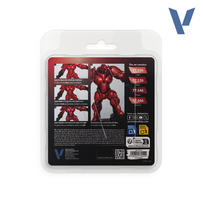 VALLEJO TRUE METALLIC METAL PAINT SET RUBY RED (4 COLORS)