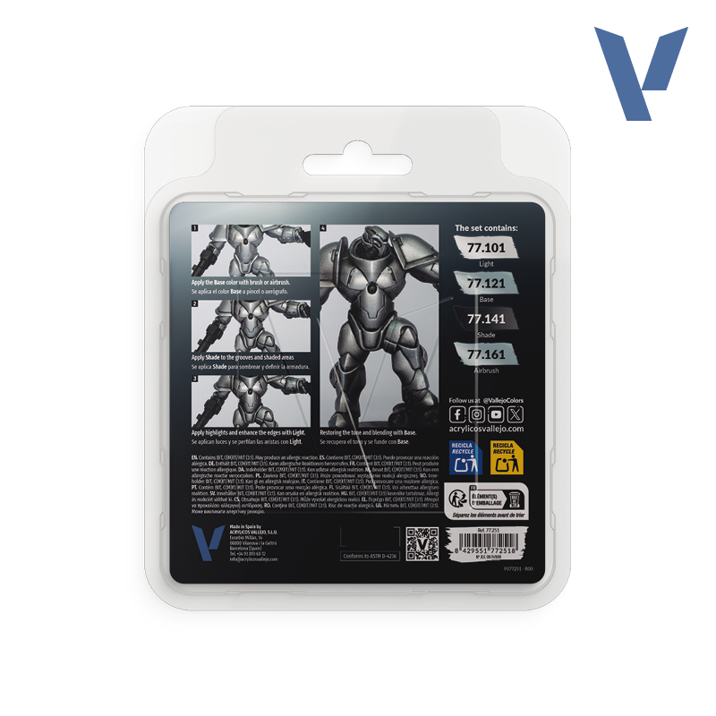 VALLEJO TRUE METALLIC METAL PAINT SET STERLING SILVER (4 COLORS)
