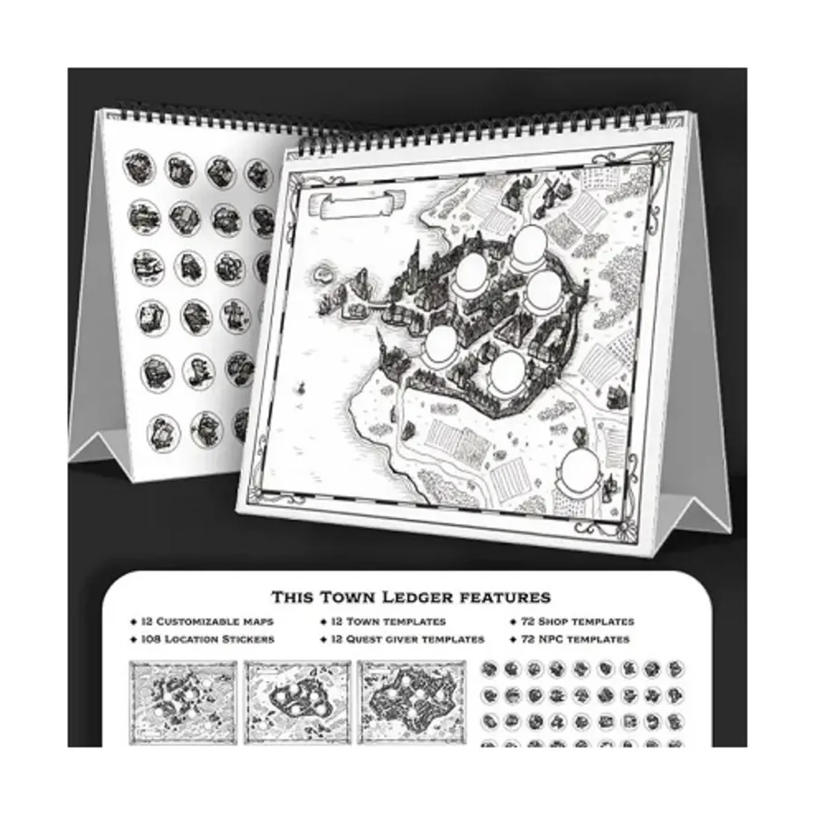 WORLDS AT A GLANCE RPG: STICKER MAPS & NOTEBOOK