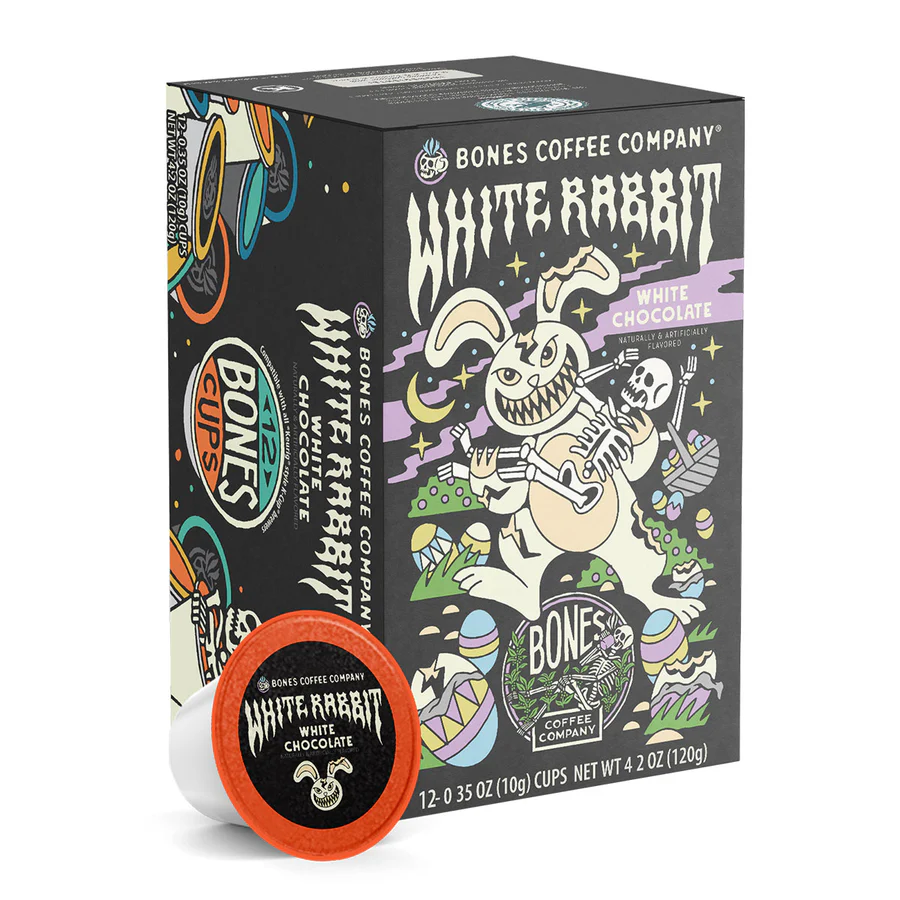 BONES COFFEE WHITE RABBIT 12CT CUPS