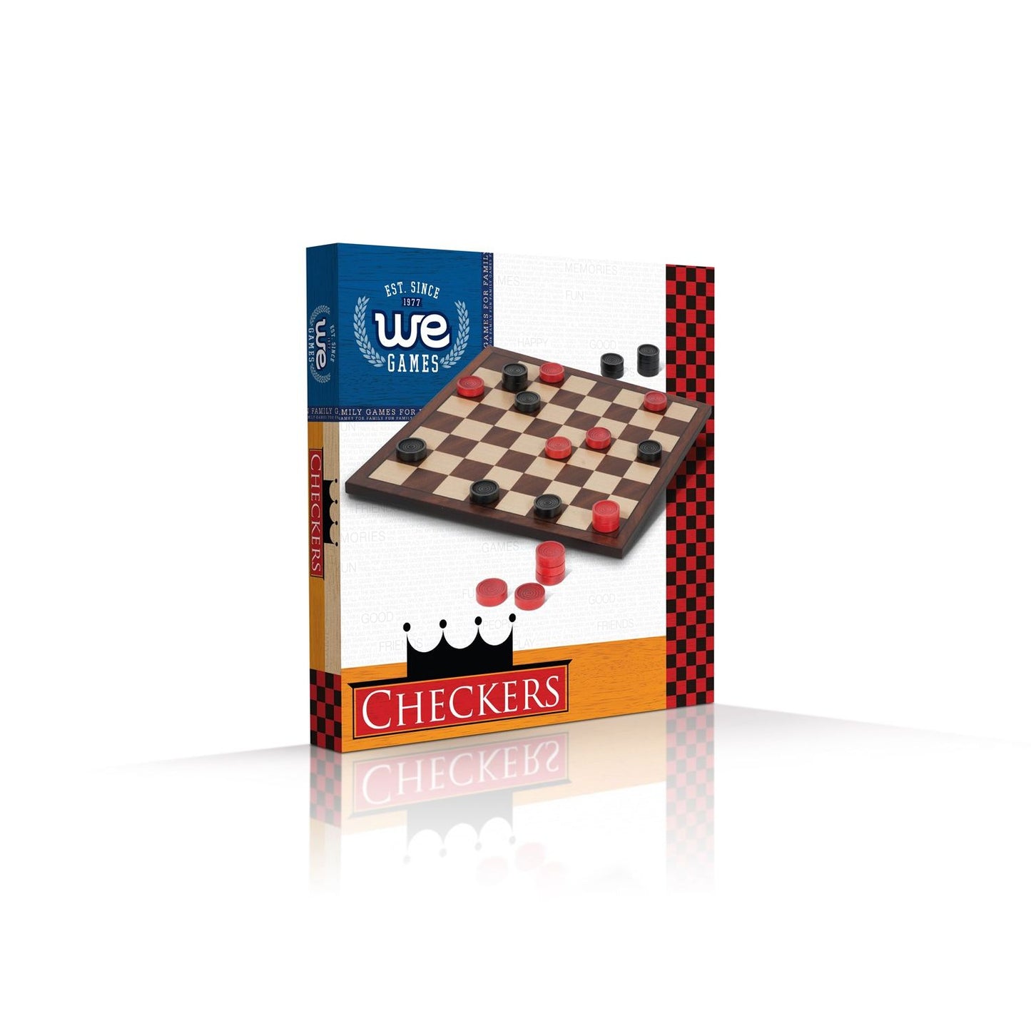 WOODEN CHECKERS- RED & BLACK