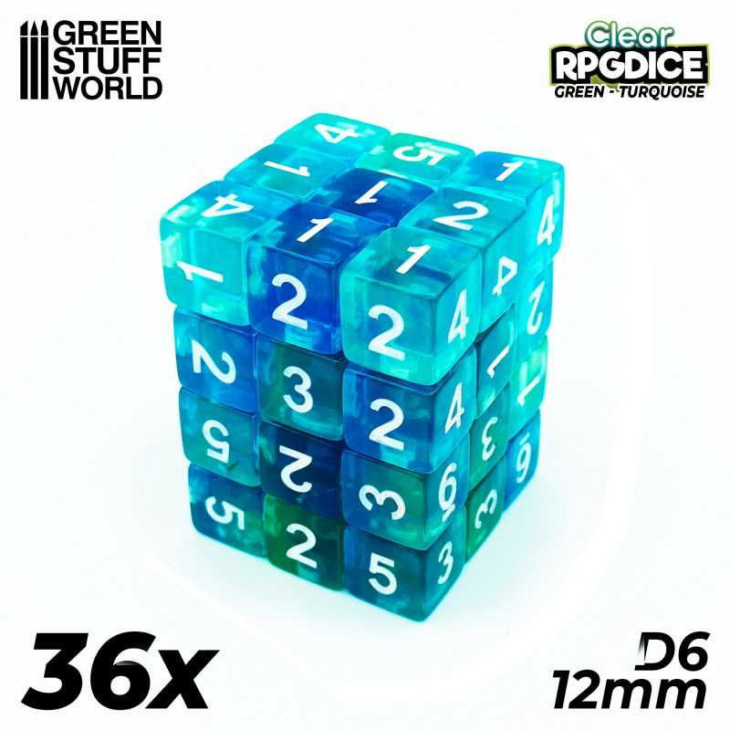 GREEN STUFF WORLD GREEN/TURQUOISE 12MM D6