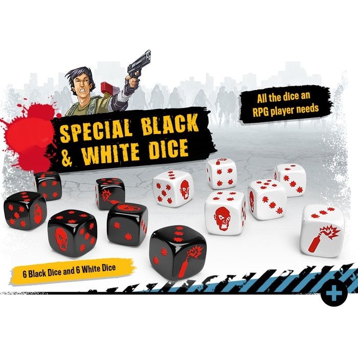 ZOMBICIDE 2ND EDITION BLACK & WHITE DICE