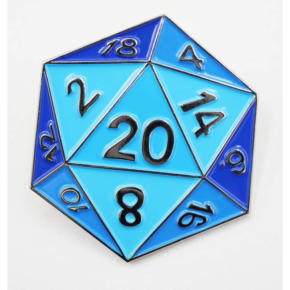 BLUE D20 ENAMEL PIN