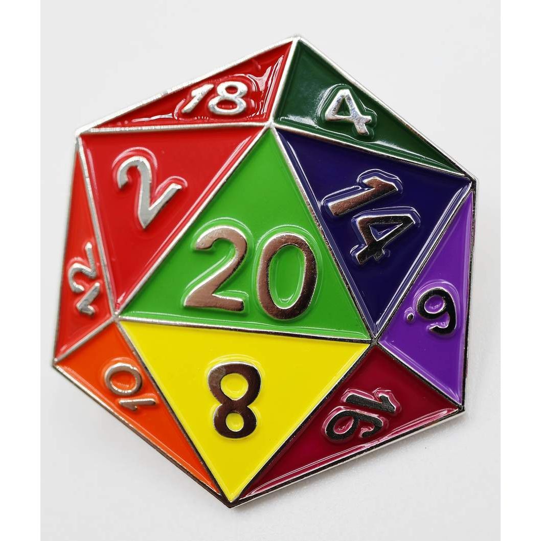 RAINBOW D20 ENAMEL PIN