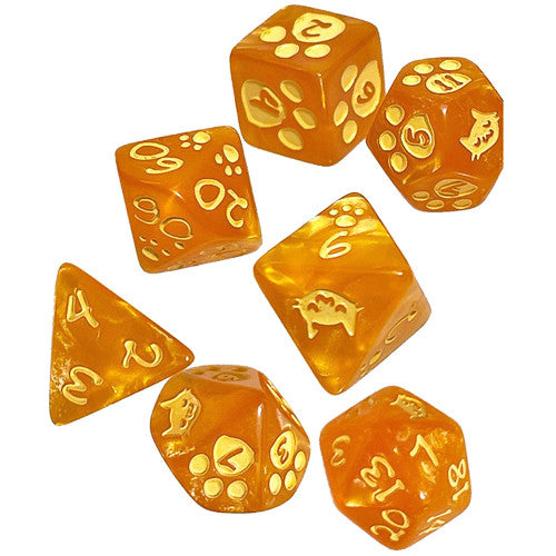 ORANGE KITTEN POLY 7 DICE SET