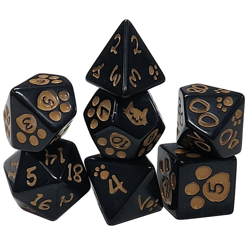 BLACK KITTEN POLY 7 DICE SET