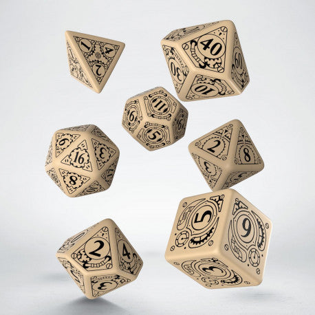 STEAMPUNK DICE SET- BEIGE & BLACK