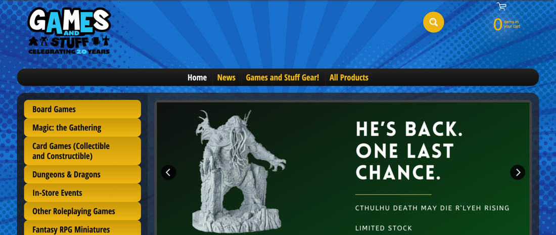 Welcome to the Games and Stuff online store!