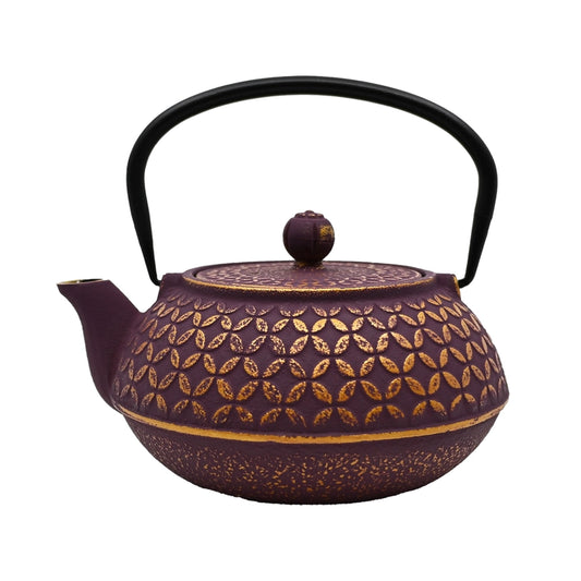 PURPLE SHIPPO DESIGN 32OZ CAST IRON TEA POT