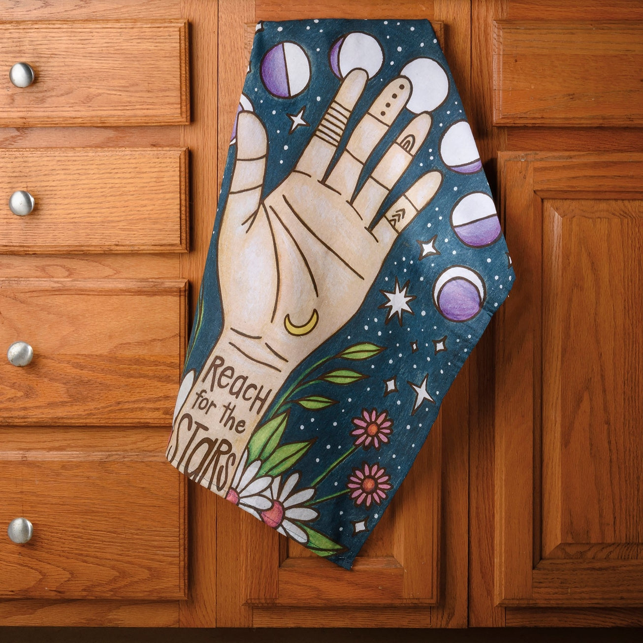 REACH FOR THE STARS CELESTIAL TEA TOWEL