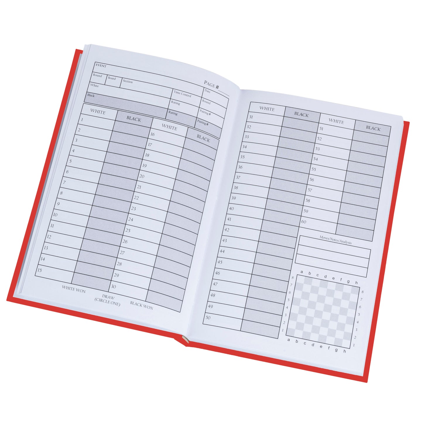 CHESS 100 GAME SCOREBOOK- RED