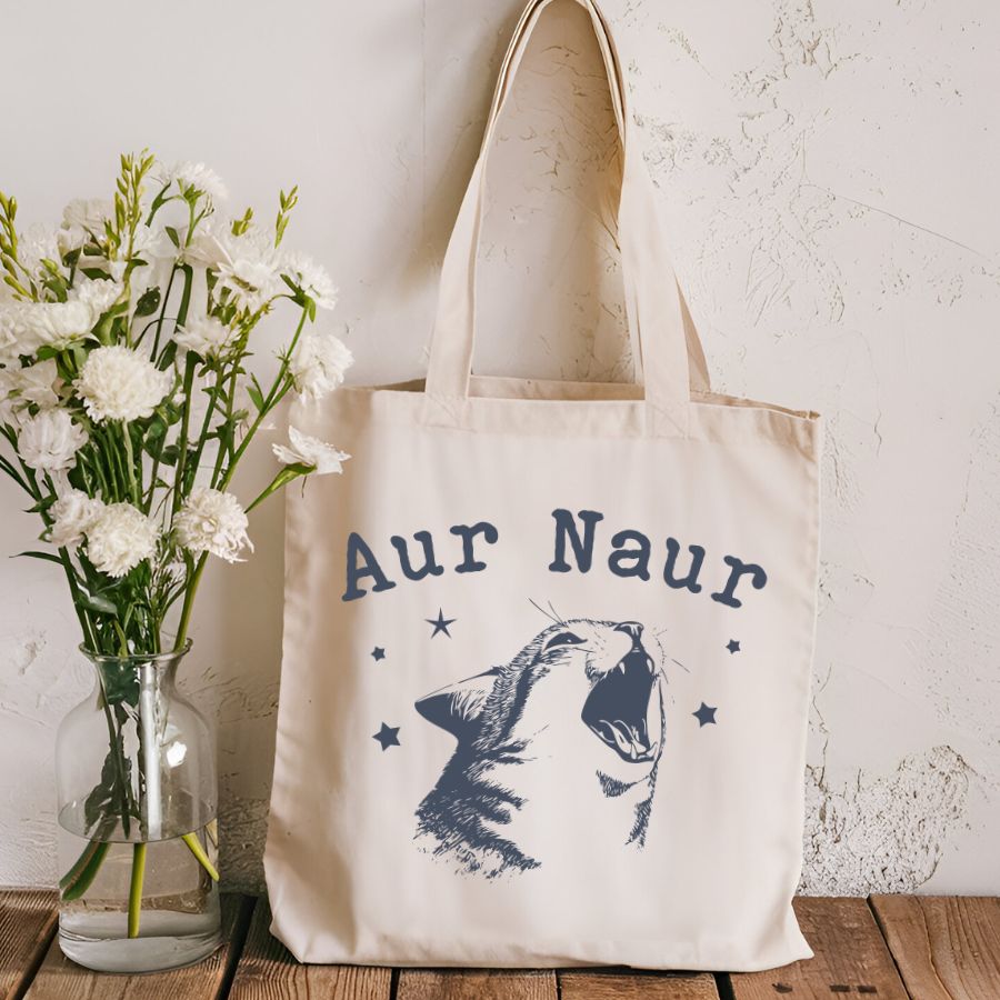 AUR NAUR CANVAS CAT TOTE BAG