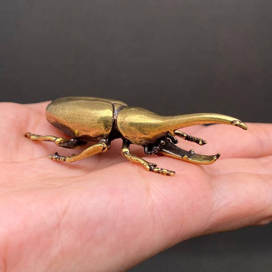 MINIATURE BRASS RHINOCEROS BEETLE