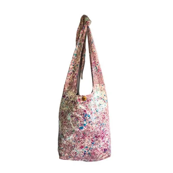 COTTON DYE-DRIP BOHO CROSSBODY BAG WITH FLORAL PATTERN BY EARTH DIVAS