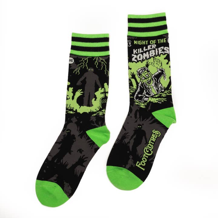 NIGHT OF THE KILLER ZOMBIES CREW SOCKS BY FOOTCLOTHES