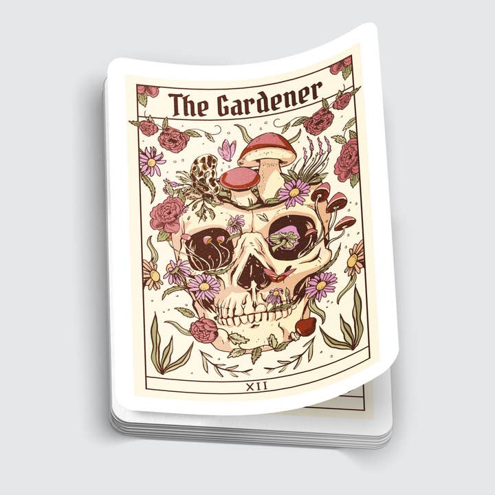SKULL FLOWER GARDENER TAROT STICKER