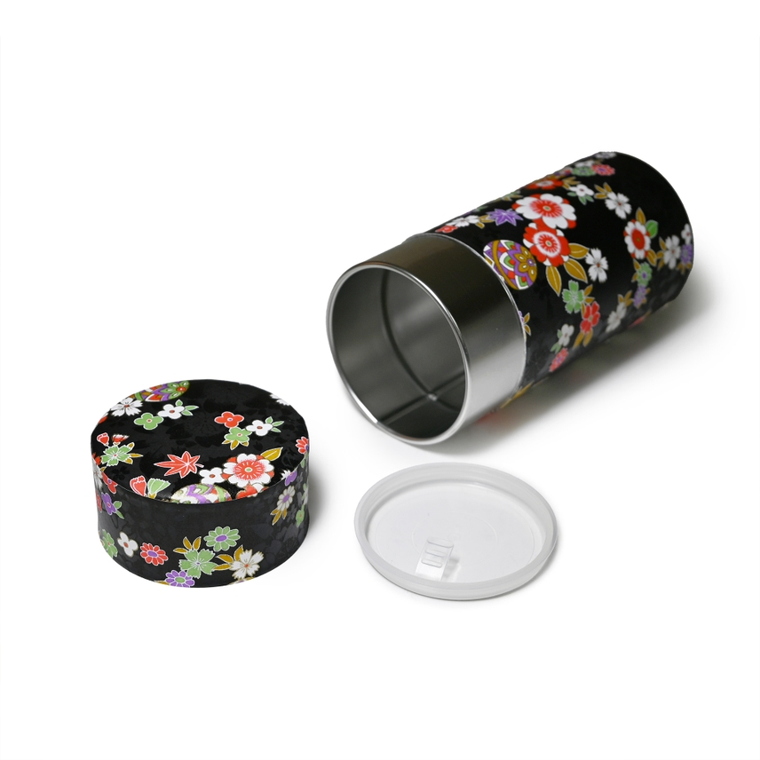 DOUBLE LID TEA CONTAINER DARK FLORAL 7.04 oz