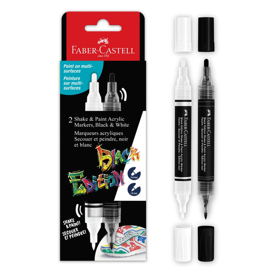 FABER-CASTELL BLACK & WHITE ACRYLIC MARKER SET