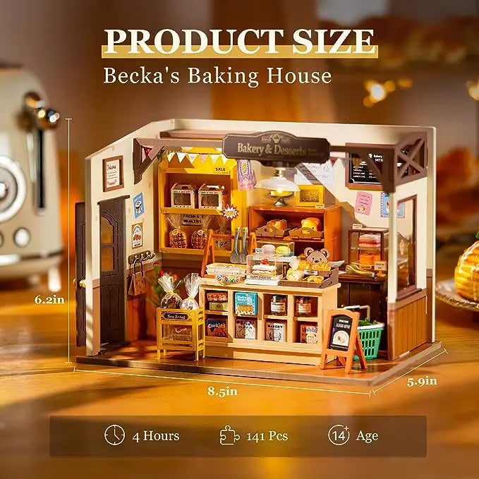 BECKA'S BAKING HOUSE 3-D WOODEN MINIATURE BOOK NOOK KIT