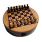 Round Wooden Travel Chess Set with Pegged Chessmen – 6 inches