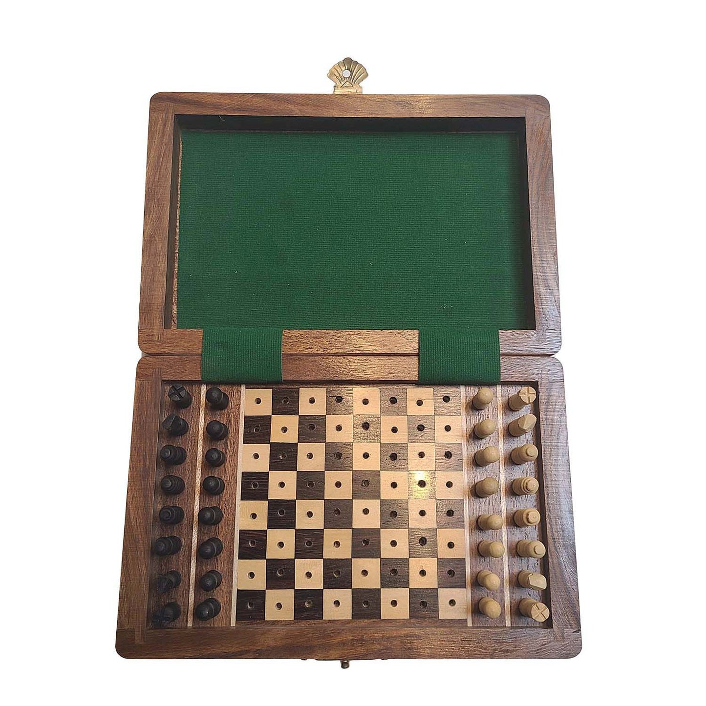 Wooden Travel Chess Set with Pegged Chessmen – 6 inches