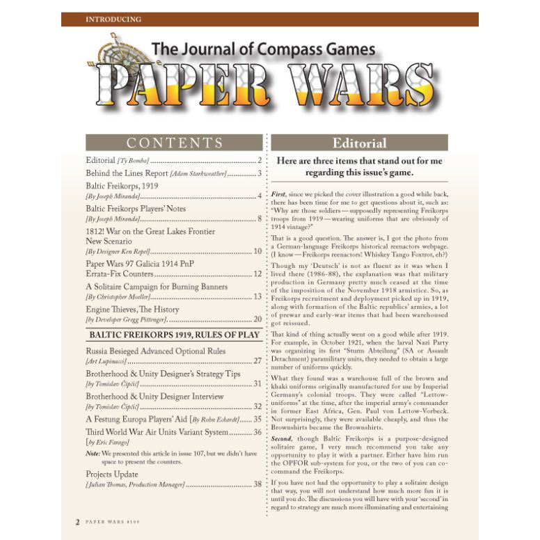 PAPER WARS 109 BALTIC FREIKORPS, 1919