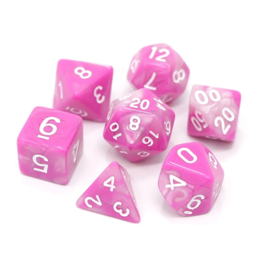 TICKLED PINK 7PC POLY DICE SET