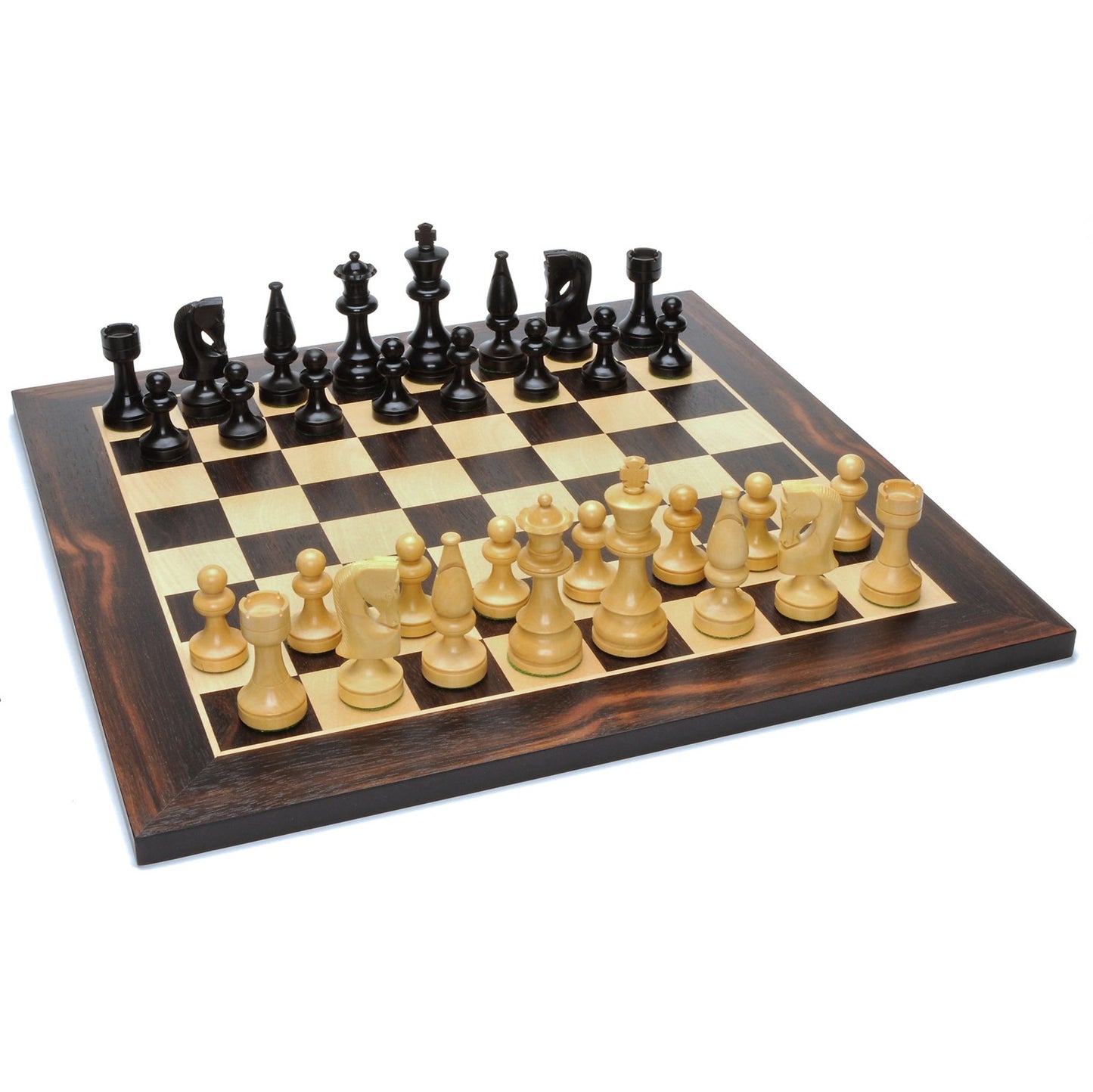 Russian Style Chess Set – Weighted Pieces & Black Stained Wood Board 15 in.