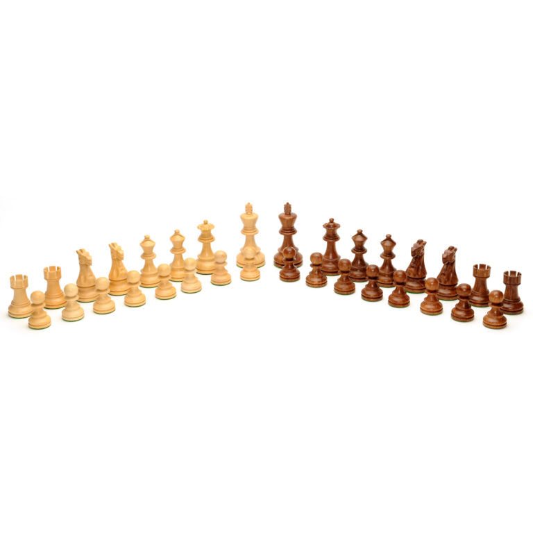 GRAND ENGLISH STYLE CHESS SET - WEIGHTED PIECES W/ 19" WALNUT ROOT WOOD BOARD