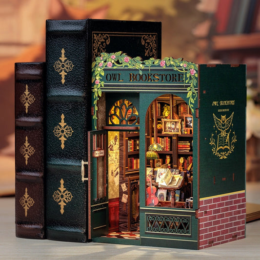 OWL BOOKSTORE 3-D WOODEN MINIATURE BOOK NOOK KIT
