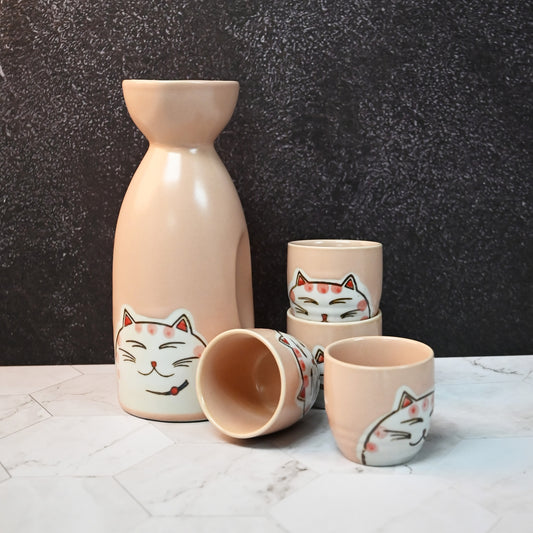 HAPPY CAT PINK SAKE SET