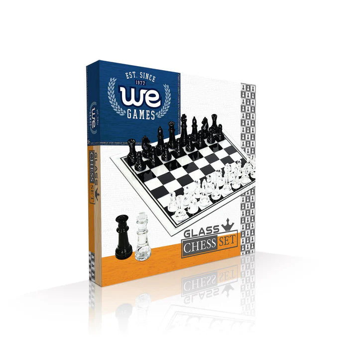 BLACK AND CLEAR GLASS CHESS SET