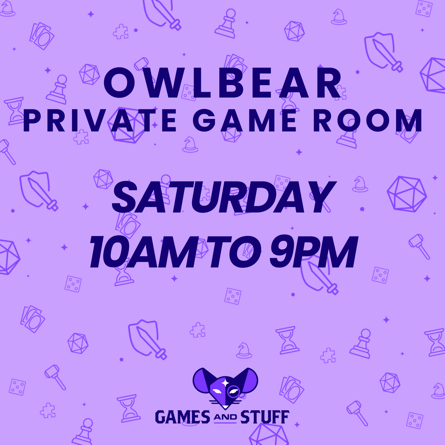 OWLBEAR PRIVATE GAME ROOM - SATURDAY FULL DAY