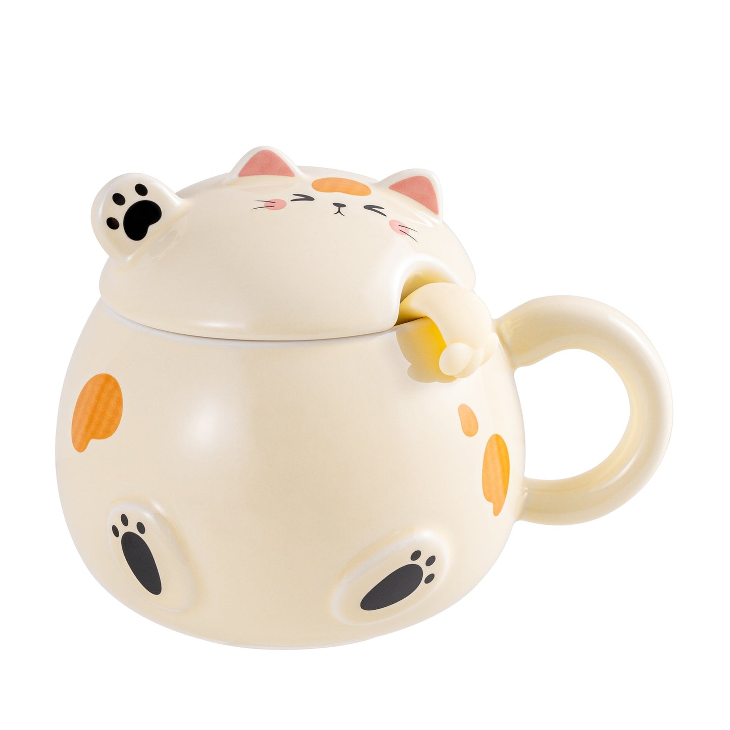 CALICO CAT MUG WITH LID