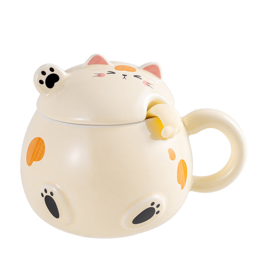 CALICO CAT MUG WITH LID