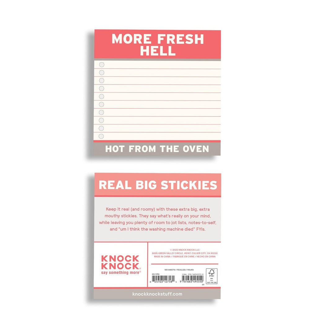 MORE FRESH HELL LARGE 4X4 IN STICKY NOTES