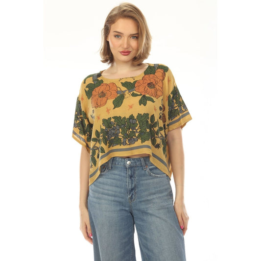 COTTAGE GARDEN SCARF TOP - GOLD, ONE SIZE