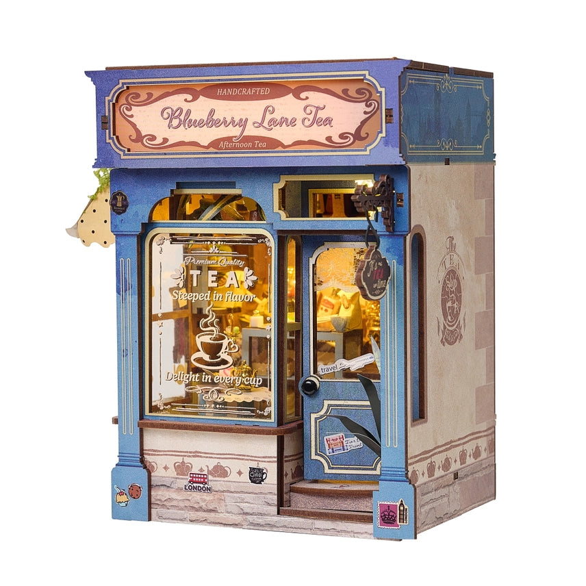 BLUEBERRY LANE TEA 3-D WOODEN MINIATURE BOOK NOOK KIT
