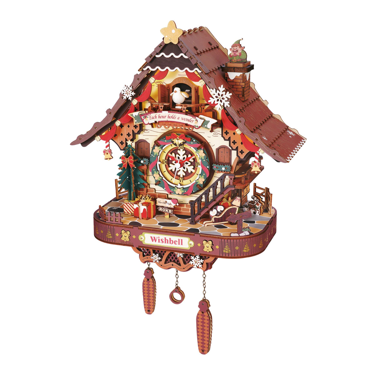 ROKR CHRISTMAS CUCKOO CLOCK WOODEN MECHANICAL 3D PUZZLE (LCB01)