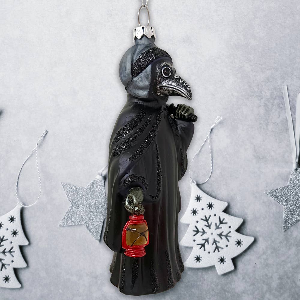 PLAGUE DOCTOR GLASS HOLIDAY ORNAMENT