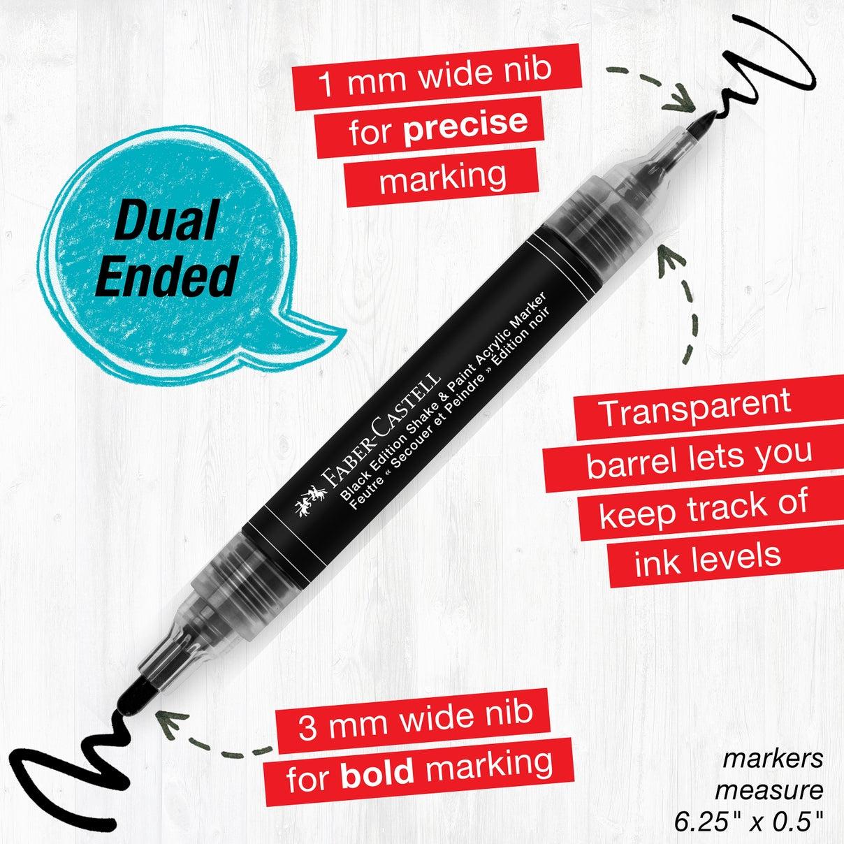 FABER-CASTELL BLACK & WHITE ACRYLIC MARKER SET