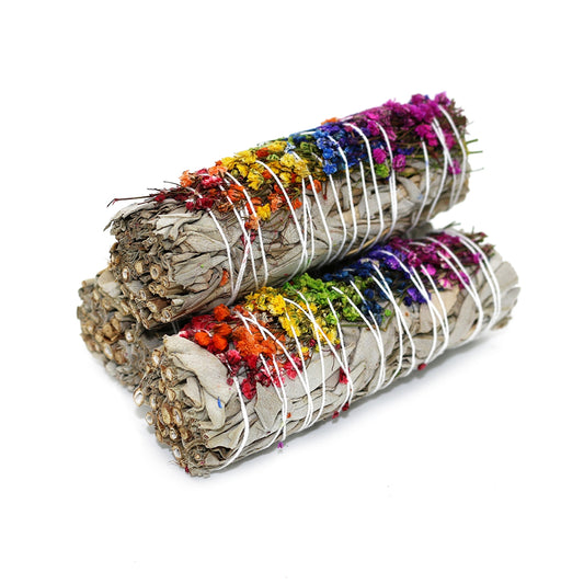 ENERGY WHEEL FLORAL WHITE SAGE SMUDGE STICK